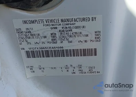 2012 Ford F-350 Xl from USA, damaged, VIN 1FD7X3B65CEA51056